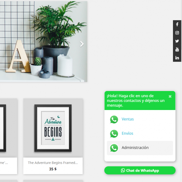 Iconos de redes sociales + links de Whatsapp